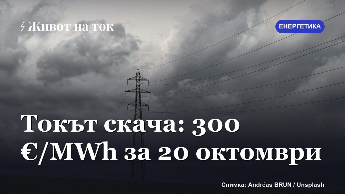 Цената на тока скача до 300 €/MWh за 20 октомври