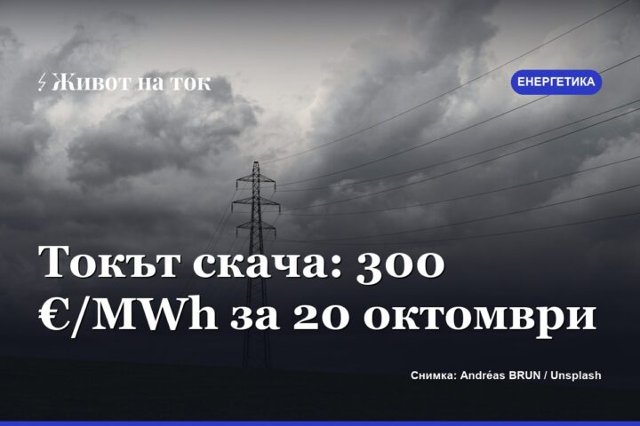 Цената на тока скача до 300 €/MWh за 20 октомври